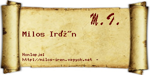 Milos Irén névjegykártya
